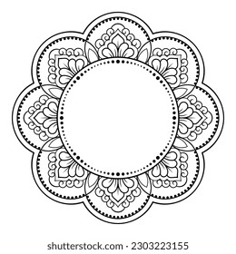 Frame in eastern tradition. Stylized with henna tattoos decorative pattern for decorating covers for book, notebook, casket, magazine, postcard and folder. Flower border in mehndi style.