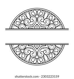 Frame in eastern tradition. Stylized with henna tattoos decorative pattern for decorating covers for book, notebook, casket, magazine, postcard and folder. Flower border in mehndi style.