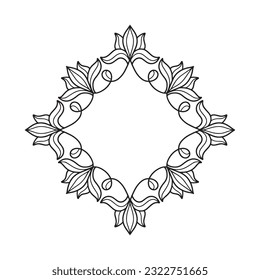 Frame in eastern tradition. Stylized with henna tattoos decorative pattern for decorating covers for book, notebook, casket, magazine, postcard and folder. Flower mandala in mehndi style.