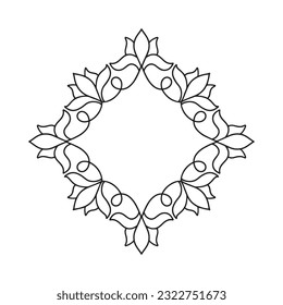 Frame in eastern tradition. Stylized with henna tattoos decorative pattern for decorating covers for book, notebook, casket, magazine, postcard and folder. Flower mandala in mehndi style.