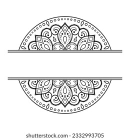 Frame in eastern tradition. Stylized with henna tattoos decorative pattern for decorating covers for book, notebook, casket, magazine, postcard and folder. Flower border in mehndi style.