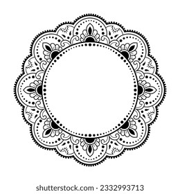 Frame in eastern tradition. Stylized with henna tattoos decorative pattern for decorating covers for book, notebook, casket, magazine, postcard and folder. Flower border in mehndi style.