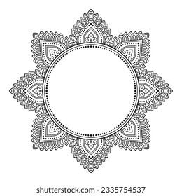 Frame in eastern tradition. Stylized with henna tattoos decorative pattern for decorating covers for book, notebook, casket, magazine, postcard and folder. Flower border in mehndi style.