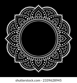 Frame in eastern tradition. Stylized with henna tattoos decorative pattern for decorating covers for book, notebook, casket, magazine, postcard and folder. Flower border in mehndi style.