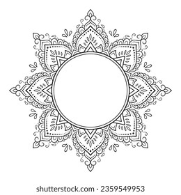 Frame in eastern tradition. Stylized with henna tattoos decorative pattern for decorating covers for book, notebook, casket, magazine, postcard and folder. Flower border in mehndi style.