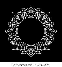 Frame in eastern tradition. Stylized with henna tattoos decorative pattern for decorating covers for book, notebook, casket, magazine, postcard and folder. Flower border in mehndi style.