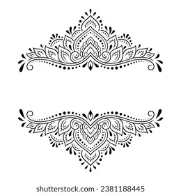 Frame in eastern tradition. Stylized with henna tattoos decorative pattern for decorating covers for book, notebook, casket, magazine, postcard and folder. Flower border in mehndi style.