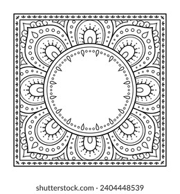 Frame in eastern tradition. Stylized with henna tattoos decorative pattern for decorating covers for book, notebook, casket, magazine, postcard and folder. Flower border in mehndi style.