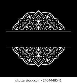 Marco de la tradición oriental. Estilizado con tatuajes de henna patrón decorativo para la decoración de carátulas para libro, cuaderno, cajón, revista, postal y carpeta. Borde de flores de estilo mehndi.