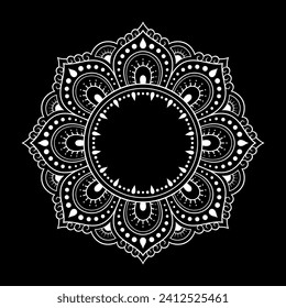 Frame in eastern tradition. Stylized with henna tattoos decorative pattern for decorating covers for book, notebook, casket, magazine, postcard and folder. Flower border in mehndi style.