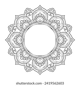 Rahmen in östlicher Tradition. Stilisiert mit Henna-Tattoos dekorative Muster für die Dekoration von Titelseiten für Buch, Notizbuch, Korb, Magazin, Postkarte und Ordner. Blumengrenze im mediterranen Stil.