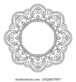 Frame in eastern tradition. Stylized with henna tattoos decorative pattern for decorating covers for book, notebook, casket, magazine, postcard and folder. Flower border in mehndi style.