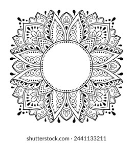Frame in eastern tradition. Stylized with henna tattoos decorative pattern for decorating covers for book, notebook, casket, magazine, postcard and folder. Flower border in mehndi style.
