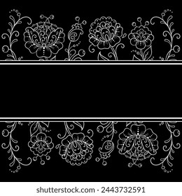 Frame in eastern tradition. Stylized with henna tattoos decorative pattern for decorating covers for book, notebook, casket, magazine, postcard and folder. Flower border in mehndi style.