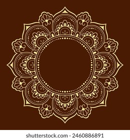 Frame in eastern tradition. Stylized with henna tattoos decorative pattern for decorating covers for book, notebook, casket, magazine, postcard and folder. Flower border in mehndi style.