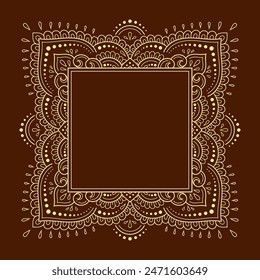 Frame in eastern tradition. Stylized with henna tattoos decorative pattern for decorating covers for book, notebook, casket, magazine, postcard and folder. Flower border in mehndi style.