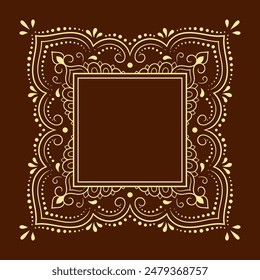 Frame in eastern tradition. Stylized with henna tattoos decorative pattern for decorating covers for book, notebook, casket, magazine, postcard and folder. Flower border in mehndi style.