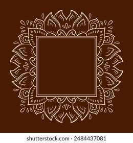 Rahmen in östlicher Tradition. Stilisiert mit Henna-Tattoos dekorative Muster für die Dekoration von Umschlägen für Buch, Notizbuch, Schatulle, Magazin, Postkarte und Ordner. Blumenrahmen im Mehndi-Stil.