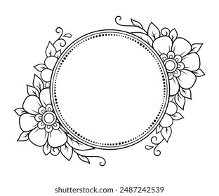 Frame in eastern tradition. Stylized with henna tattoos decorative pattern for decorating covers for book, notebook, casket, magazine, postcard and folder. Flower border in mehndi style.