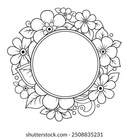 Marco en la tradición oriental. Estilizado con el patrón decorativo de los tatuajes de la henna para decorar las cubiertas para el libro, el cuaderno, el ataúd, la revista, la postal y la carpeta. Borde de flores en estilo mehndi.