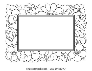 Frame in eastern tradition. Stylized with henna tattoos decorative pattern for decorating covers for book, notebook, casket, magazine, postcard and folder. Flower border in mehndi style.