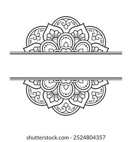 Enquadre-se na tradição oriental. Estilizado com tatuagens de hena padrão decorativo para decorar capas para livro, notebook, caixão, revista, cartão postal e pasta. Borda de flor em estilo mehndi.