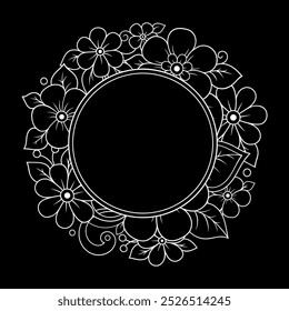 Frame in eastern tradition. Stylized with henna tattoos decorative pattern for decorating covers for book, notebook, casket, magazine, postcard and folder. Flower border in mehndi style.