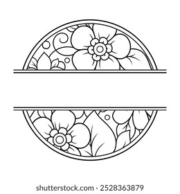 Marco en la tradición oriental. Estilizado con el patrón decorativo de los tatuajes de la henna para decorar las cubiertas para el libro, el cuaderno, el ataúd, la revista, la postal y la carpeta. Borde de flores en estilo mehndi.