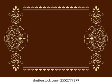 Frame in eastern tradition. Stylized with henna tattoos decorative pattern for decorating covers for book, notebook, casket, magazine, postcard and folder. Flower border in mehndi style.