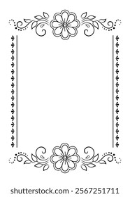 Frame in eastern tradition. Stylized with henna tattoos decorative pattern for decorating covers for book, notebook, casket, magazine, postcard and folder. Flower border in mehndi style.
