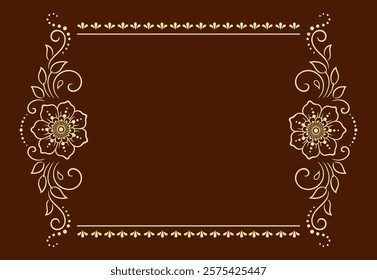 Frame in eastern tradition. Stylized with henna tattoos decorative pattern for decorating covers for book, notebook, casket, magazine, postcard and folder. Flower border in mehndi style.