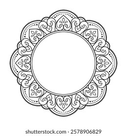 Frame in eastern tradition. Stylized with henna tattoos decorative pattern for decorating covers for book, notebook, casket, magazine, postcard and folder. Flower border in mehndi style.