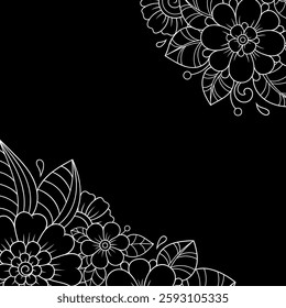 Frame in eastern tradition. Stylized with henna tattoos decorative pattern for decorating covers for book, notebook, casket, magazine, postcard and folder. Flower border in mehndi style.