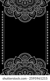 Frame in eastern tradition. Stylized with henna tattoos decorative pattern for decorating covers for book, notebook, casket, magazine, postcard and folder. Flower border in mehndi style.