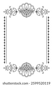 Frame in eastern tradition. Stylized with henna tattoos decorative pattern for decorating covers for book, notebook, casket, magazine, postcard and folder. Flower border in mehndi style.