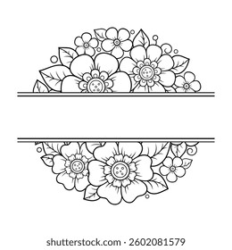 Frame in eastern tradition. Stylized with henna tattoos decorative pattern for decorating covers for book, notebook, casket, magazine, postcard and folder. Flower border in mehndi style.