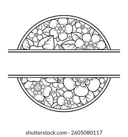 Frame in eastern tradition. Stylized with henna tattoos decorative pattern for decorating covers for book, notebook, casket, magazine, postcard and folder. Flower border in mehndi style.