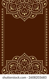 Frame in eastern tradition. Stylized with henna tattoos decorative pattern for decorating covers for book, notebook, casket, magazine, postcard and folder. Flower border in mehndi style.