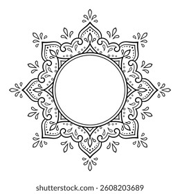 Frame in eastern tradition. Stylized with henna tattoos decorative pattern for decorating covers for book, notebook, casket, magazine, postcard and folder. Flower border in mehndi style.