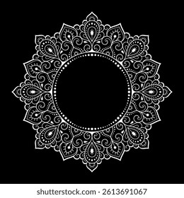 Frame in eastern tradition. Stylized with henna tattoos decorative pattern for decorating covers for book, notebook, casket, magazine, postcard and folder. Flower border in mehndi style.