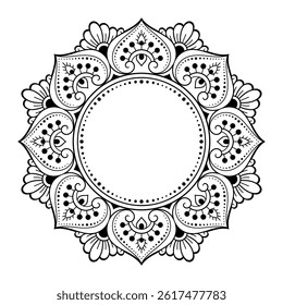 Frame in eastern tradition. Stylized with henna tattoos decorative pattern for decorating covers for book, notebook, casket, magazine, postcard and folder. Flower border in mehndi style.