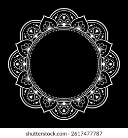 Frame in eastern tradition. Stylized with henna tattoos decorative pattern for decorating covers for book, notebook, casket, magazine, postcard and folder. Flower border in mehndi style.