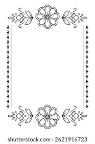 Frame in eastern tradition. Stylized with henna tattoos decorative pattern for decorating covers for book, notebook, casket, magazine, postcard and folder. Flower border in mehndi style.