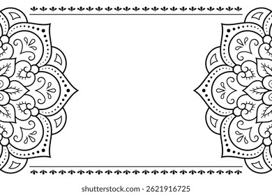 Frame in eastern tradition. Stylized with henna tattoos decorative pattern for decorating covers for book, notebook, casket, magazine, postcard and folder. Flower border in mehndi style.