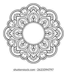 Frame in eastern tradition. Stylized with henna tattoos decorative pattern for decorating covers for book, notebook, casket, magazine, postcard and folder. Flower border in mehndi style.