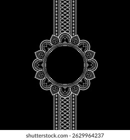 Frame in eastern tradition. Stylized with henna tattoos decorative pattern for decorating covers for book, notebook, casket, magazine, postcard and folder. Flower border in mehndi style.