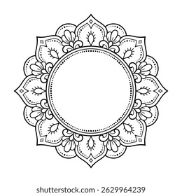 Frame in eastern tradition. Stylized with henna tattoos decorative pattern for decorating covers for book, notebook, casket, magazine, postcard and folder. Flower border in mehndi style.
