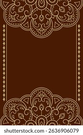 Frame in eastern tradition. Stylized with henna tattoos decorative pattern for decorating covers for book, notebook, casket, magazine, postcard and folder. Flower border in mehndi style.