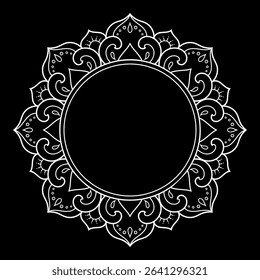 Frame in eastern tradition. Stylized with henna tattoos decorative pattern for decorating covers for book, notebook, casket, magazine, postcard and folder. Flower border in mehndi style.