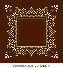 Frame in eastern tradition. Stylized with henna tattoos decorative pattern for decorating covers for book, notebook, casket, magazine, postcard and folder. Flower border in mehndi style.